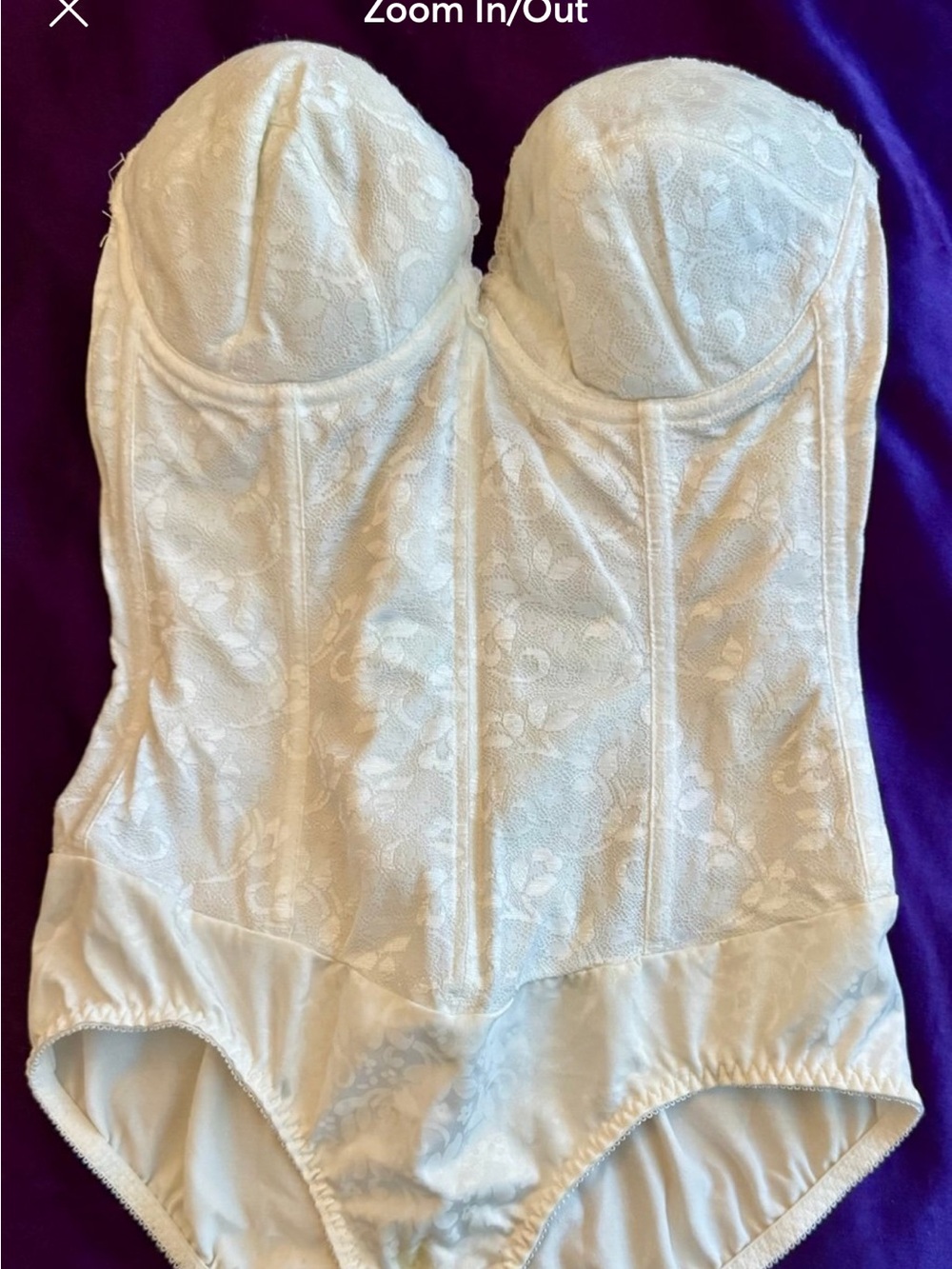 Vintage Carnival Women's White Lace Bustier Bodysuit 34D